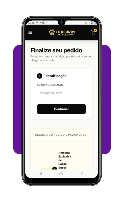Receba ração grátis para cachorro na sua casa: saiba como solicitar 3 Tela de finalização de pedido no site Fit&Furry para receber ração grátis para cachorro