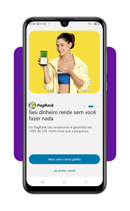 Tela de criação de conta no app PagBank