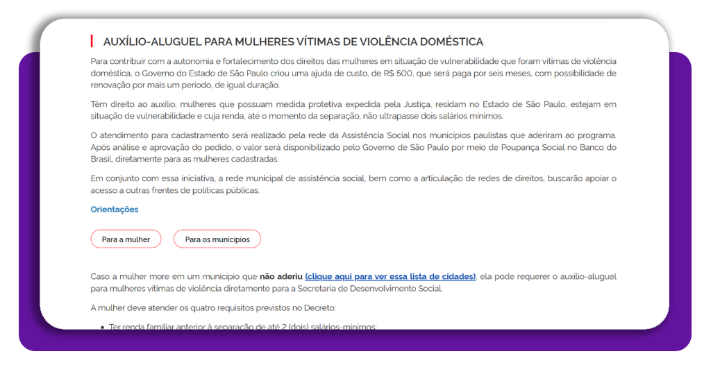 Auxílio-aluguel para mulheres: saiba como solicitar o benefício 3 Pesquisa no site da prefeitura por programas de auxílio-aluguel