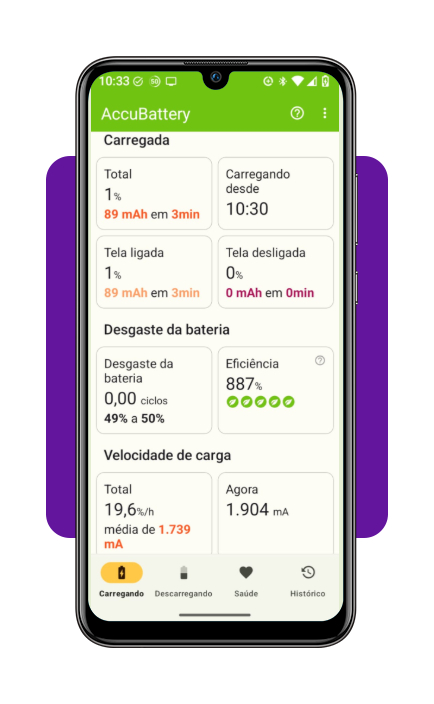 Celular carregando conectado à tomada de parede com carregador original