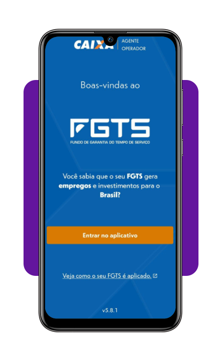 Passo 2 - Login na conta Caixa no aplicativo FGTS