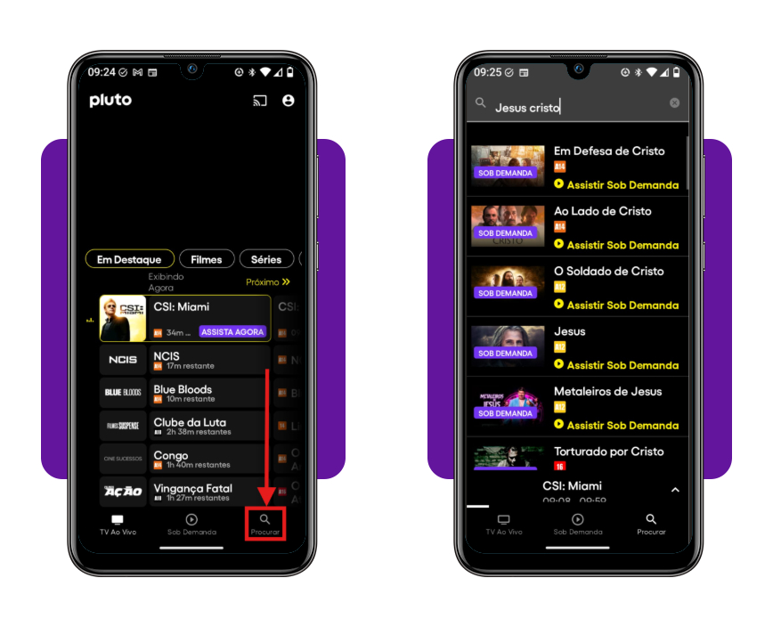 Aplicativo para assistir filmes gospel 100% grátis no celular 5 Busca de filmes gospel no app Pluto TV