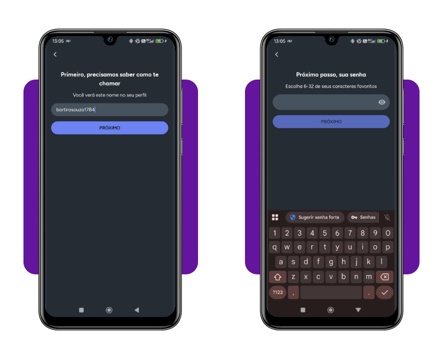 Passo 3 - crie seu nome de usuário e senha no Brainly