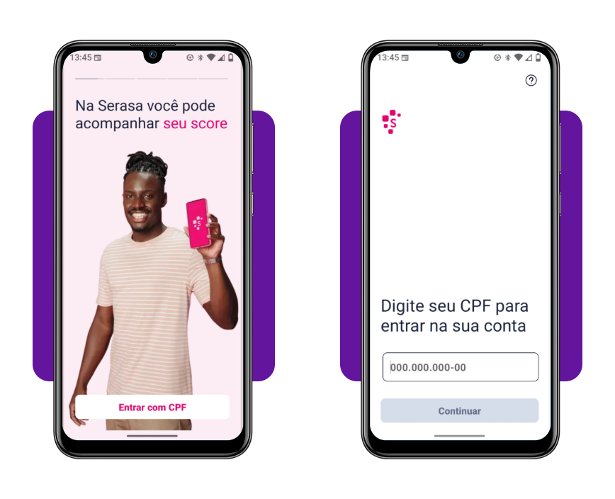 Passo 1 - Entrar no sistema do Serasa pelo app ou site