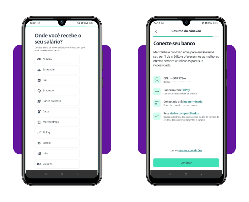 Passo 5 - Conecte seu banco no app Facio