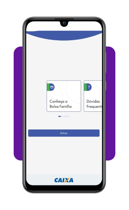 Tela de login do aplicativo Bolsa Família