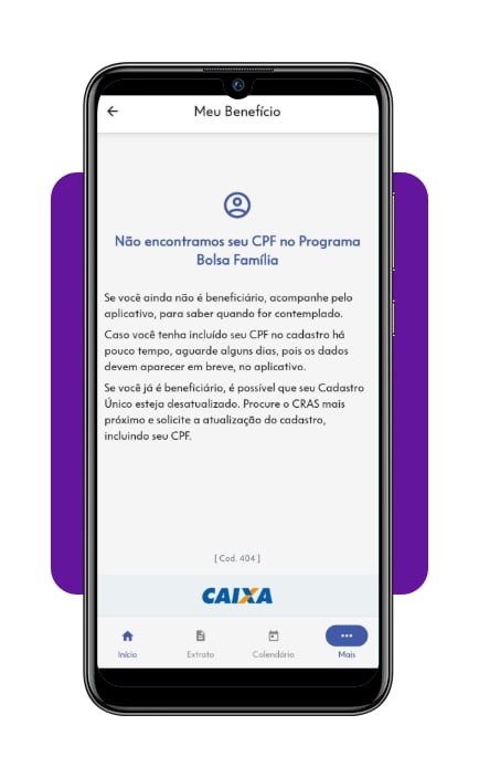 Tela de orientações do aplicativo Bolsa Família