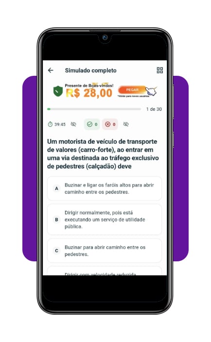 Simulado da prova teórica da CNH no celular