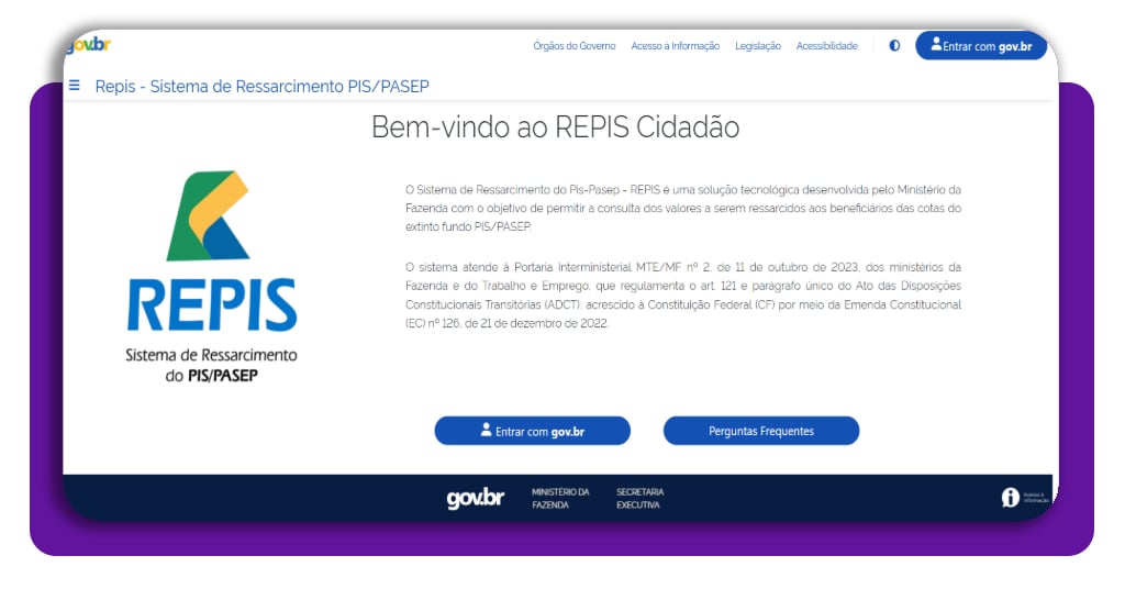 Abono salarial esquecido? Veja como consultar e sacar seu PIS 1 Tela inicial do portal Repis Cidadão