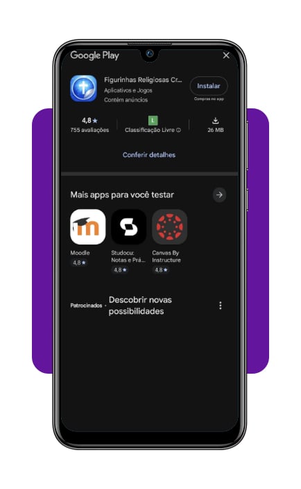 Passo 1 - baixe o aplicativo Figurinhas Religiosas Cristãs na Google Play