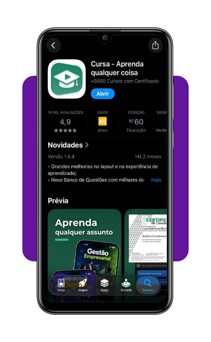 Aplicativo para soldadores: faça cursos online grátis com certificado 2 Tela de download do aplicativo Cursa para soldadores