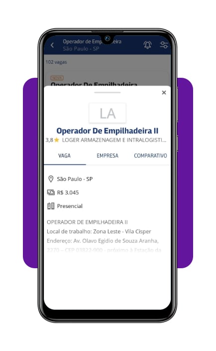 Detalhes de anúncio de vaga de operador de empilhadeira no InfoJobs