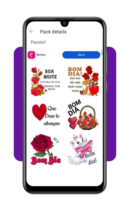 Passo para adicionar pacote de figurinhas de bom dia ao WhatsApp