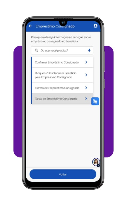 Tela de margem consignável disponível no app Meu INSS