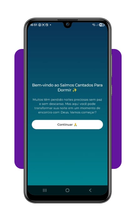 Tela inicial do aplicativo Salmos Cantados Para Dormir