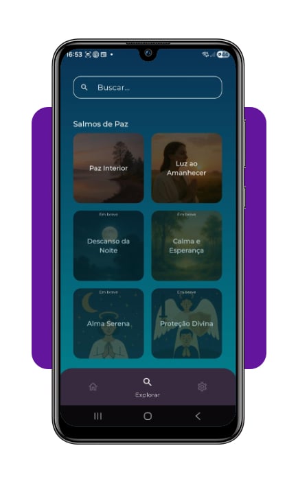 Tela de exploração de salmos no aplicativo