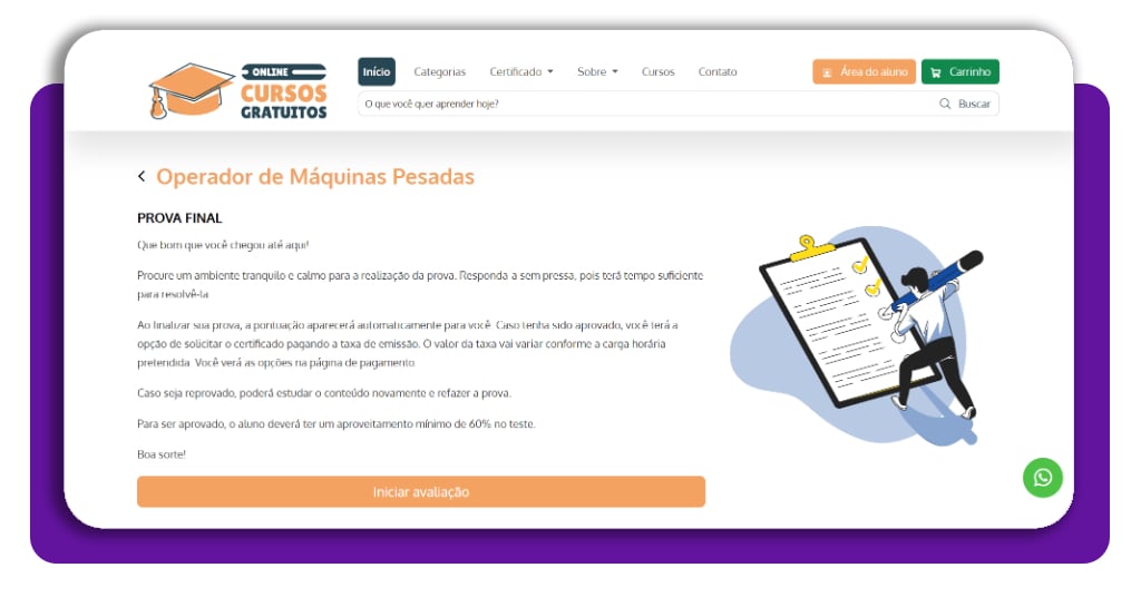 Passo 4 - faça a prova final e baixe o certificado